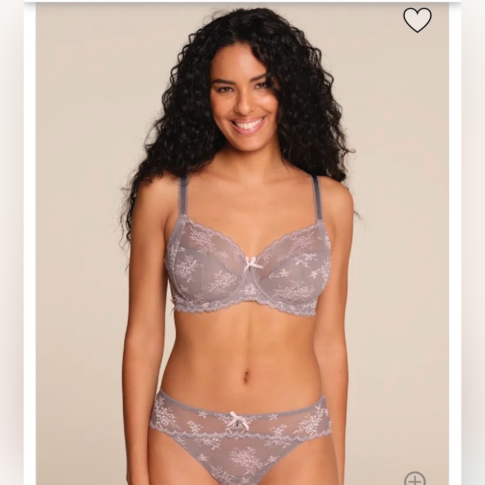 Freya Offbeat Decadence Bra NWT Grey/Pink Lace Bra 38G (US Size 38I)